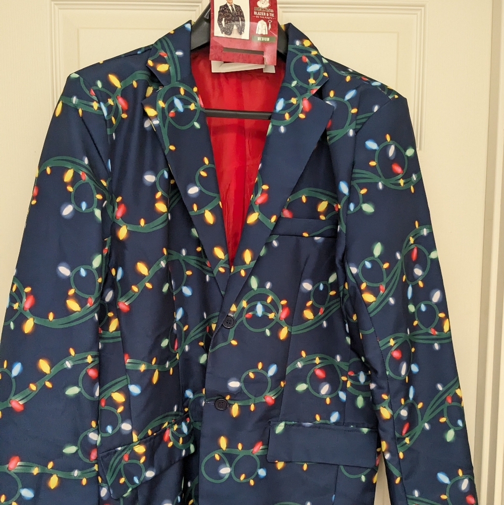 Men's * Christmas * Suit Jacket And Tie * Holiday Party * Medium * Blazer